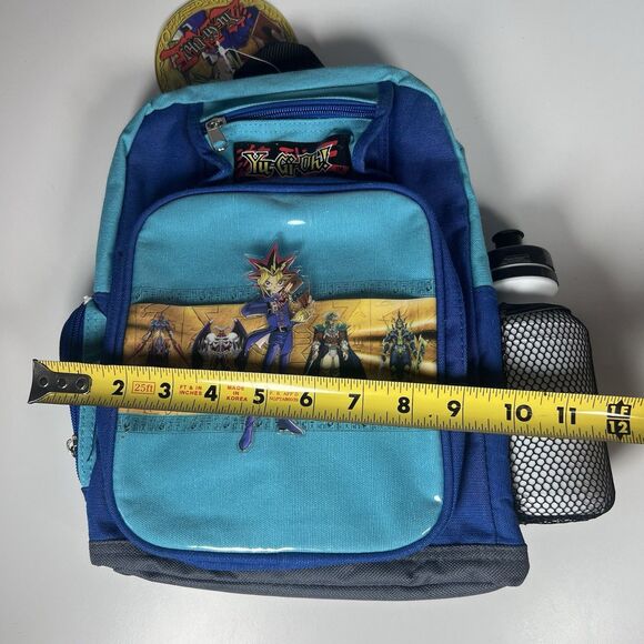Rare New Old Stock Vintage 1996 Yu-Gi-Oh Canvas Backpack with water bottle Blue - Picture 7 of 9